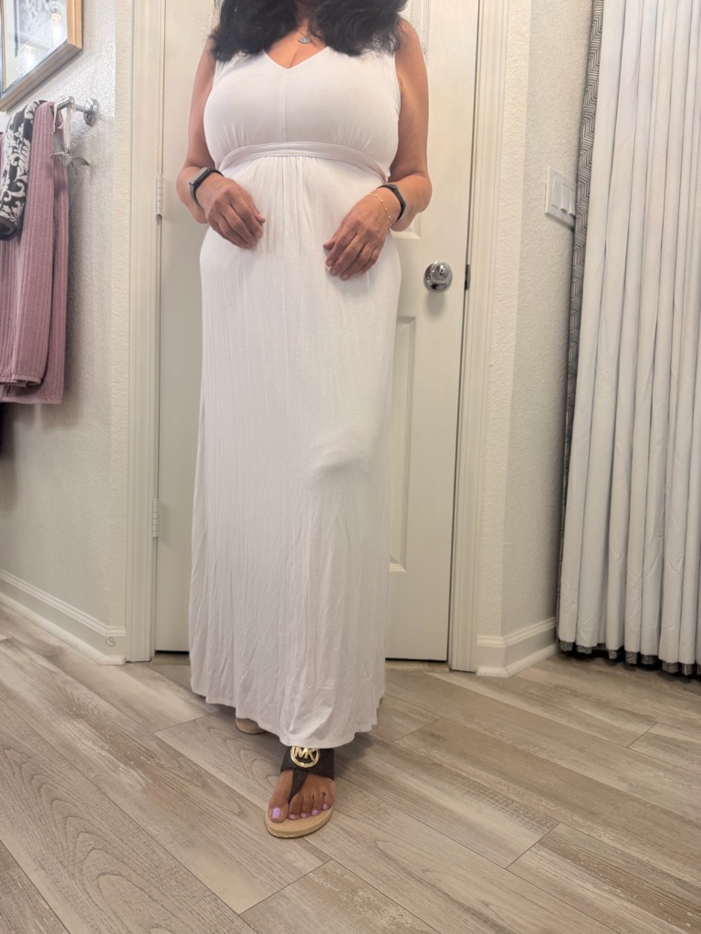24Seven White Sleeveless V-Neck Maxi Dress -NWT